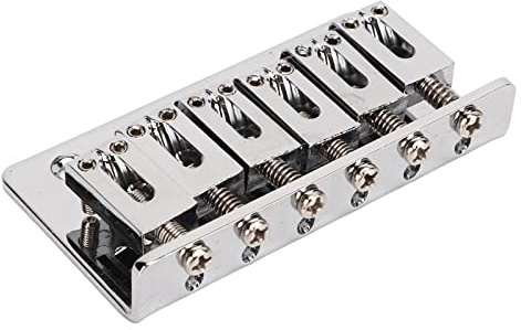 Alomejor Puente de Guitarra Eléctrica Profesional de Metal Fijo, con 6 Sillas Ajustables para Precisión en la Tensión de Cuerdas, Fabricado en Aleación de Zinc Plateado para Mayor Durabilid