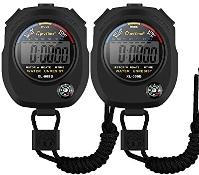 [2-pack] Sport stoppur timer, BROTOU professionellt digitalt stoppur med kalender larmkompass, multi handhållen stoppur timer för simning löpning fotboll fitness tränare domare