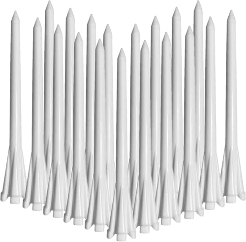 LOVMEAD Golf Tees Kunststoff Unbreakable Lange Kurze 60 Stück, Golf Tee 3 1/4 2 3/4 1 1/2 Inch Flat Stark Dauerhaft für Eisen Schüsse Reduzieren Reibung (Weiß, 83mm)