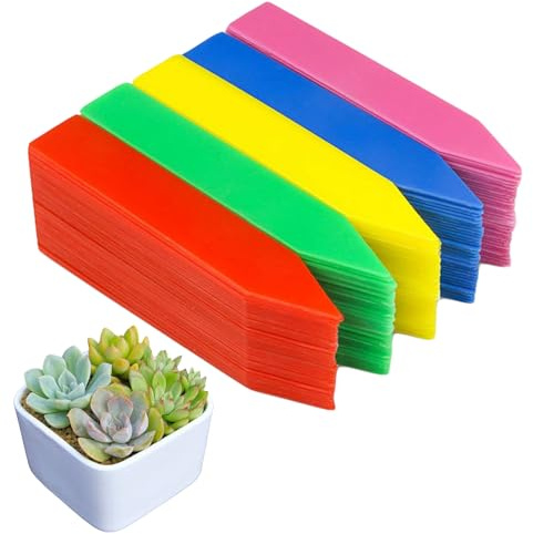 SHULLIN 100 st. växtskyltar plast växtskyltar växtskyltar 10 x 2 cm plugin-etiketter växtplugg mini växtplugg plast trädgårdsmärken för märkning av groddningstillväxt