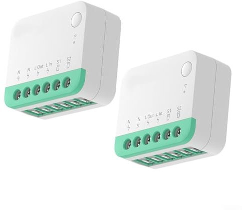 2 mini interruptores de luz inteligente DIY módulo de interruptor, mini interruptor de relé de hogar inteligente WiFi extremo relé de desmontaje control de voz para