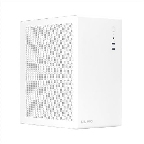 Nuwo Eguera A123 Boîtier Compact MicroATX pour Ordinateur de Bureau Mini Tour 0,6 mm SPCC, USB 3.0, Panneaux latéraux en Maille, Blanc