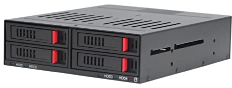 KIMISS 4 Bay HDD Cage Mobile Rack, 5.25in Drive Tray for 2.5in, SSDs, Compatible with 9.5mm & 12.5mm Thick Hard Drives - Perfect for IT Professionals (Not hard disk)