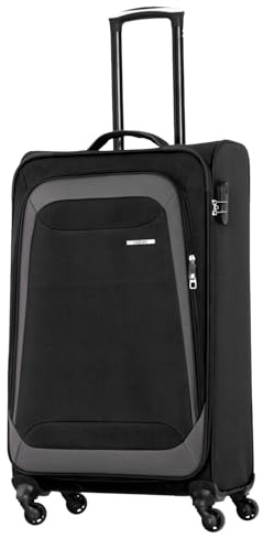 NOWI Korfu Weichschalen Trolley XL – Großer Stoff Koffer 76L mit 4 Rollen & Zahlenschloss | XXL Reisekoffer für Damen & Herren (schwarz, XL)