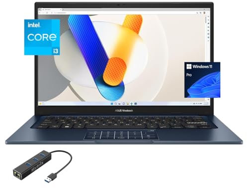 ASUS Vivobook Laptop for Students and Business, 14 FHD Micro-Edge Display, 12th Gen Core i3-1215U(Up to 4.4 GHz), 16GB RAM, 512GB PCIe SSD, WiFi 6E, 180° Lay-Flat, Webcam, USB-C, PDG RJ45, Win 11 Pro