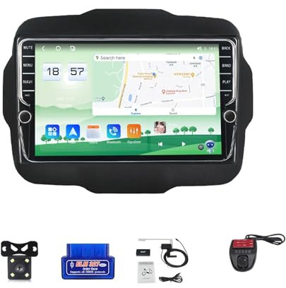 Autoradio 2 DIN Bluetooth 5.0 Android 12 Stereo per Jeep Renegade 2014-2018,Auto Player Digitale con Touchscreen da 9,Carplay Android Auto Supporta SWC RDS/FM AM Radio/GPS/Dab+(K400S)