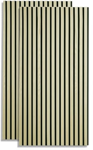Homestyle4u 2x Akustikpaneele Holz 120x60 cm Hell - Wandpaneele Wand | Wandverkleidung Innen, Dekorpaneele aus MDF in cremefarbener Holzoptik, Schallabsorber Set für bessere Raumakustik