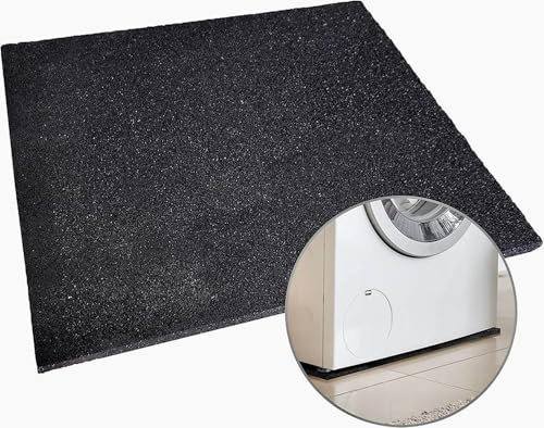 MCW Insulation Rubber Anti Vibration Mat for Washing Machine, 60 x 60 x 1 cm Shock Absorbent Noise Reducer Pad Heavy Duty Non Slip Surface Floor Protector Durable Recycled Material, Black