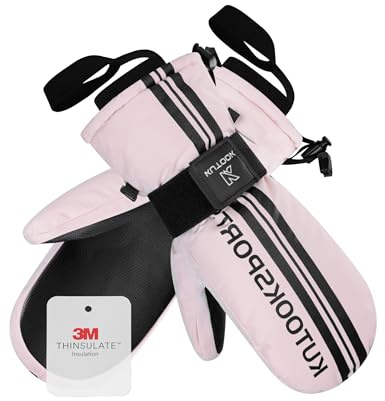 KUTOOK Guantes Esqui Hombre Mujer Ski Snowboard Nieve Frio Impermeable Cortaviento Calidez Invierno Adulto Moto Ligero Aire Libre Rosa L