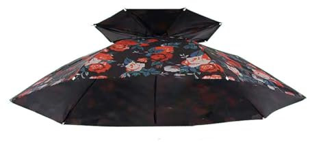 Wilgure Pêche Camping Jardinage Parapluie Pliant Tête Parapluie Pluie Parasol Capuchons avec Bandeau