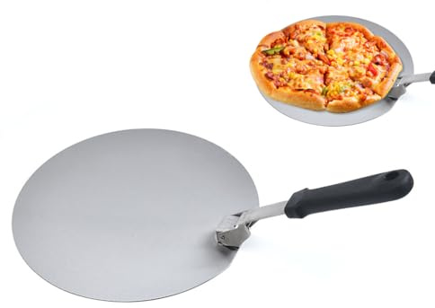 Kellegour Pelle à Pizza en Acier Inoxydable,Anti-Dérapan Pelle à Pizza Ronde en Inox,Pelle Pizza avec Poignée Pliable,Pelle à Pizza en Métal Robuste,Pour Pizzas,Pâtisseries,Pâte,Pain,Gâteau(10 )