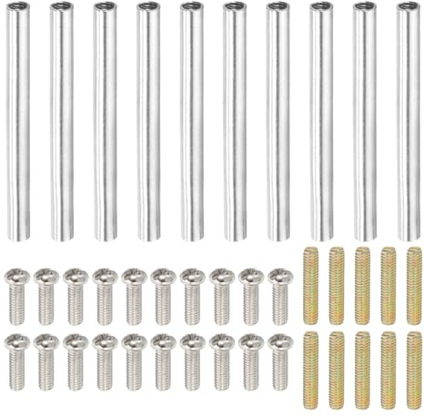PATIKIL 50mm (2) Runde Hülsenmutter Kupplungsmuttern-Set, M4 Gewindehülse Stangen-Hardware mit vollständig Gewindestangen Schrauben für Lampenmodell Möbel DIY Reparaturteil