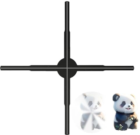 3D holografisk fläkt, 3D holografisk projektor reklamdisplay, LED-lampa pärlor roterande fläktformad holografisk projektor, stöder WIFI Bluetooth APP-anslutning,56cm