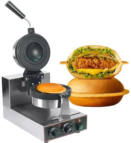 AUTUMFLATGAO Commercial Ufo Burger Maker Machine, Ice Cream Waffle Maker, 1300W Electric Non-stick Panini Press, Adjustable Temperature 50-300℃, 5-Min Timer
