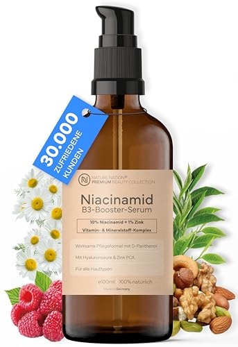 BIO Niacinamide Serum 10% mit Zink & Hyaluron – Porenverfeinerndes Gesichtsserum gegen Pickel, Rötungen & Falten – Naturkosmetik Made in Germany (100ml)