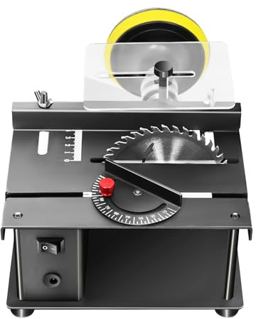 DIITGGE Mini bordssåg 200 W - 0-90° justerbar 1,3 tum skärdjup, 7-växlad 3 000 varv/min med kallvalsad stålbas, för trä/metall/plast, skrivbord gör-det-själv hantverk skärverktyg