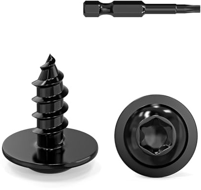 Valorada 50Pcs Wood Screws 3.9 x 10mm, Self Tapping Screws Metal, Black Screws, Stainelss Steel 304, Flat, Pan, Wafer Head Screws for Plastic, Sheet Metal, Pasterboard, Wood, Aluminum