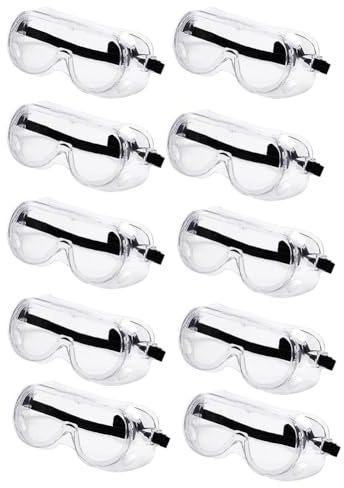 Fangxuee 10 Gafas de Seguridad para Exteriores, Antisalpicaduras, A Prueba de Polvo, para Trabajo en Laboratorio, Protección Ocular, Gafas de Seguridad Industriales, Lentes Transparentes