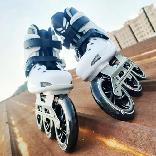 Rullskridskor Med 3 Hjul, 125 Mm Professionella Inlines För Män Och Kvinnor, Med ABEC-7-lager, Högpresterande Längdåkningsskridskor För Vuxna(Size:46,Color:White)