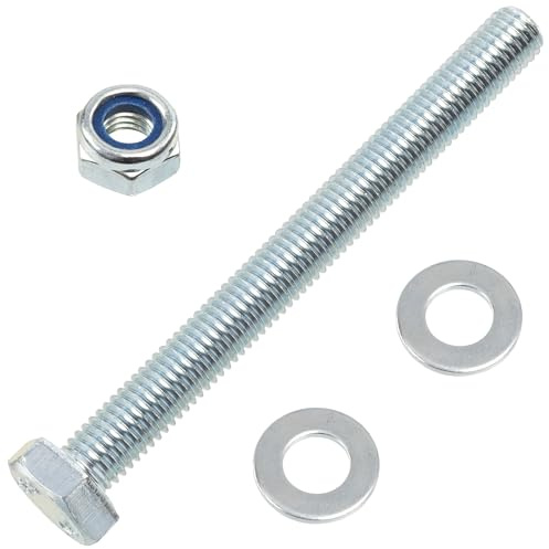 AERZETIX - Juego de 10 tornillos de cabeza hexagonal M10x100 mm + 20 arandelas + 10 tuercas hexagonales autoblocantes M10 | para bricolaje y fijación ligera | en acero