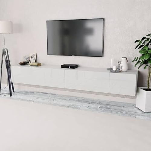 Iiaky Muebles TV de Comedor Mueble de TV de 240 cm Mueble TV Suspendido 240 x 40 x 34 cm con 2 Compartimientos con 2 Puertas Muebles de salón-Blanco-