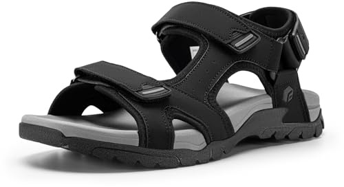FitVille Men’s Wide Fit Walking Sandals with Arch Support, Adjustable Hook & Loop Straps, Comfortable Summer Sandals for Swollen Feet