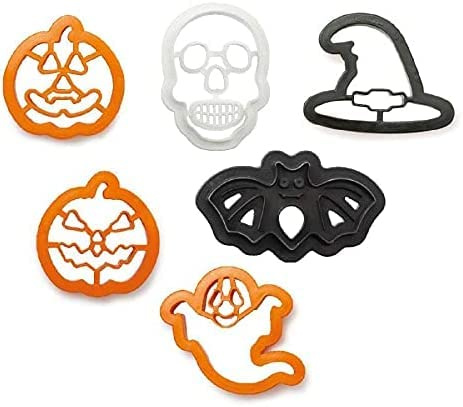 Kit 6 TAGLIAPASTA Halloween - MADE IN ITALY - Zucca Pipistrello Cappello Strega Teschio Fantasma - formine stampi taglia biscotti per Creare Dolci e decori Torte - per Decorazioni in Pasta di Zucchero