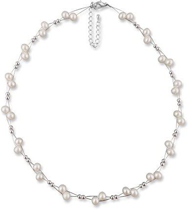 Rivelle Damen Süßwasser Perlenkette creme Kette echte Perlen Collier Halskette Necklace Schmucketui