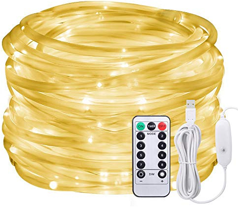 Afufu LED Lichtschlauch als Weihnachtsdeko 13M 100er Lichterschlauch Warmweiß-Lichterkette Innen und Außen-Lichterkette USB-3M Stromkabel-Wasserdicht IP65-8 Modi Fernbedienbar Weihnachtsbeleuchtung