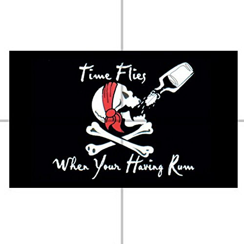 5x3ft Pirates Time Flies When You're Having Rum Flag Halloween Treasure Hunt Kids Banner Table Cover Party Decorations