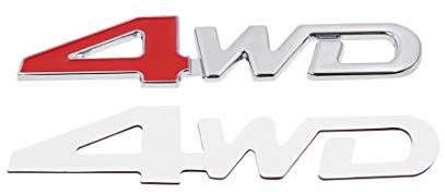 sourcing map Emblema Metálica Rojo Patrón 3D Modelo 4WD Pegatina de Carrocería de Coche Vehículo