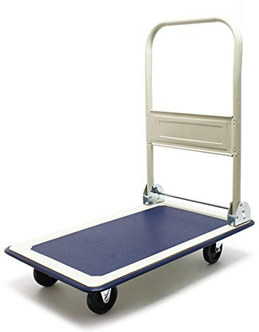Carrello a pianale da magazzino max 300 kg con manico pieghevole