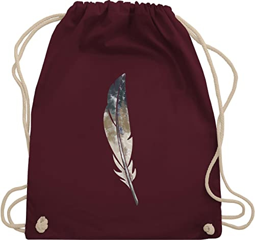Shirtracer Turnbeutel Rucksack - Sprüche Statement - Wasserfarben Feder Druck - Unisize - Bordeauxrot - festivalbeutel mit aufschrift natur beutel statements hippie stoffrucksack sprüchen￼ federn