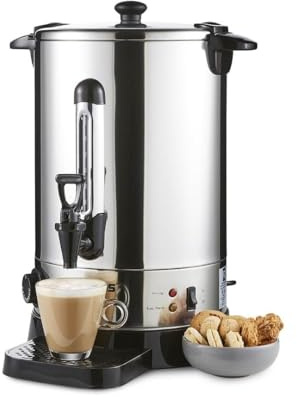 Geepas Electric Catering Urn, 1650W Instant Hot Water Boiler Dispenser - Tea Urn Kettle Home Brewing Commercial Office Use with Keep Warm - Easy Pour Tap, 15 Litre, Stainless Steel – 2 Year Warranty