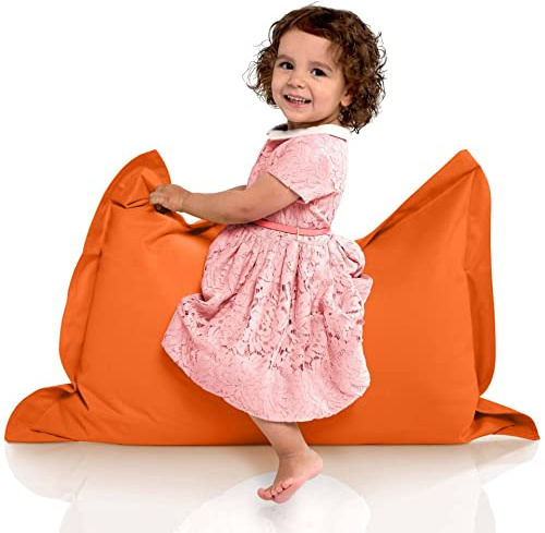 Green Bean© Pouf pour Enfants 70x100cm & 70 litres Remplissage de Perles EPS - Indoor&Outdoor - Bean Bag Coussin Siège Coussin de Sol Fauteuil Pouf Géant Coussin de Repos Garçons & Filles Orange