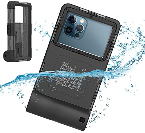 per iPhone 16e/15/14/13/12 Pro Max Plus Immersioni Custodia, Universale IP68 15m Impermeabile Cover per Tutti Telefono Cellulare da 4,7-6,9'' per All'aperto Fare surf Nuoto Snorkeling Foto Video-Nero