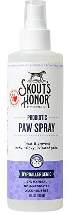 Skout's Honor Probiotic Paw Spray for Dogs - Microbiome-Friendly Certified - Alcohol-Free, Fragrance-Free & Non-Medicated - Supports Healthy Skin & Relieves Itchy, Stinky Paws, 8 oz