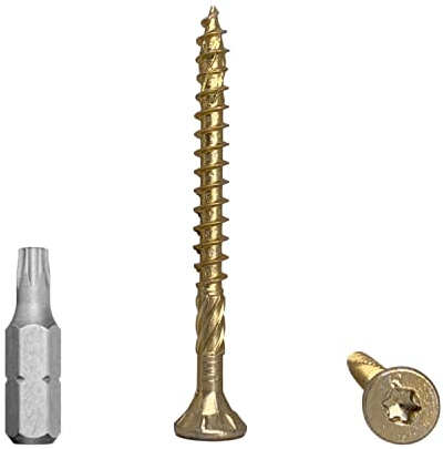 (120 Stück) Universal gelb verzinkter Stahl 5,0 x 60 mm Holzschrauben Torx Kopf Senkkopf Spanplattenschrauben (120 5,0 x 60 mm)