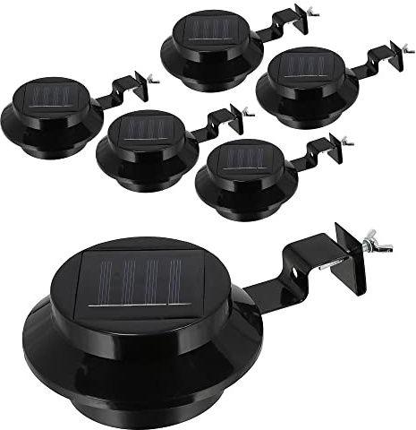 Cepewa Lot de 6 lampes solaires de gouttière - 12 x 6 x 12 cm - En plastique et fer - Éclairage de gouttière - Éclairage d'extérieur
