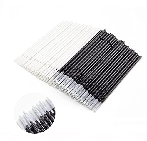 Micro Applicators 200Pcs, Inartato Disposable Micro Brush Microswab Wands for Eyelash Extensions Makeup and Personal Care (Black & White - Long Microfiber Tips)