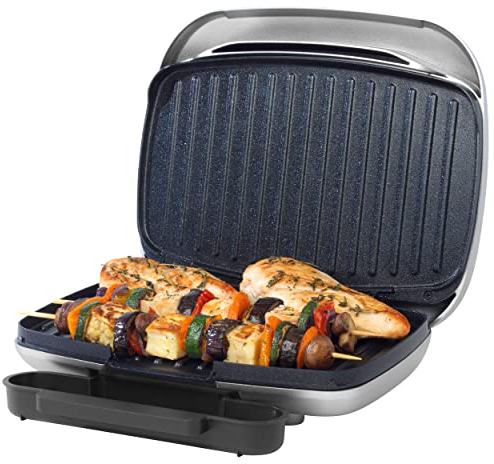 Petra PT5316HEVDEEU10 Elektrischer Rauchloser Gril - Antihaft Smartstone Grillplatten, Kontackgrill, Sandwichtoaster, Panini-Presse, Abnehmbarer Abtropfschale, Fettarmes Grillen fur Fleisch, Gemüse