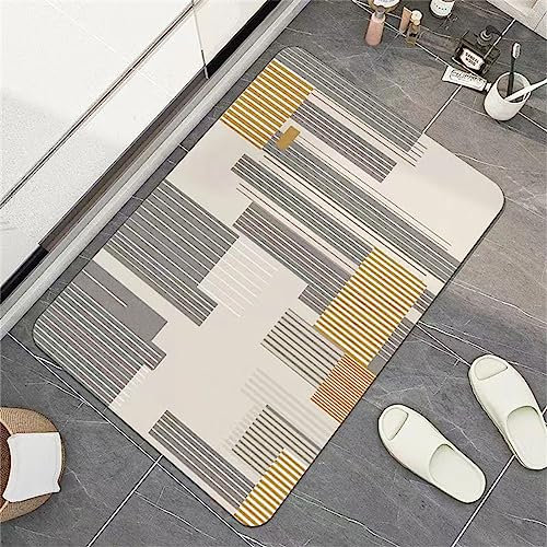 Heeboode Badematte Rutschfester Badezimmerteppich Absorbierender Badteppich 50x80cm Duschmatte Schnelltrocknende Badematte Home, Badvorleger rutschfest Waschbar, Bad Teppiche Badezimmermatte Grau