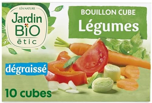 JARDIN BIO - Bouillon Cube Légumes Dégraissé Sans Huile Palme - Saveurs Naturelles - 90G Bio - Idéal pour Régimes Diététiques et Nutritionnels - Respectueux de l'Environnement. - Le Lot De 4