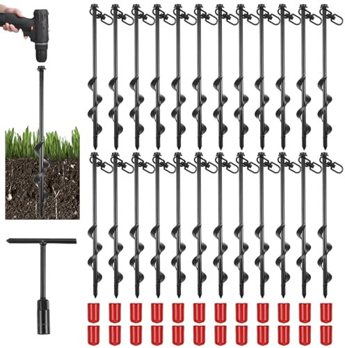 Reginary - Set di 36 picchetti per tenda da 12 pollici, resistenti ancoraggi a terra avvitati per trampolino ad alto vento per campeggio, tettoia per garage, capannoni, ancoraggio,