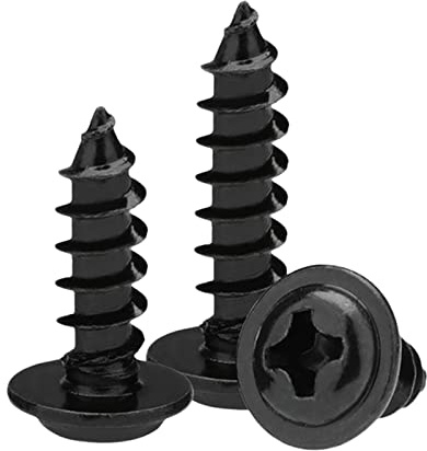 BULINO Viti a Croce, Viti autofilettanti, 50-200 Pezzi M1.4/M1.7/M2/M2.3/M2.6/M3/M3.5/M4 Viti autofilettanti a Testa Tonda Nere con rondella (Color : As Show, Size : M2.3x12mm(200pcs))
