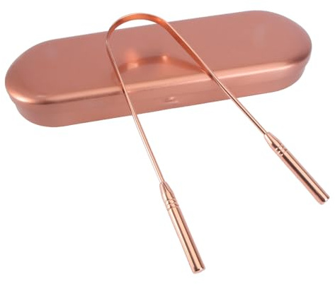 Healvian Pulisci Lingua Contro Alito Cattivo in Rame Design Unico, Raschietto la Pulizia della Lingua Include Scatola Portaoggetti per Uso Orale