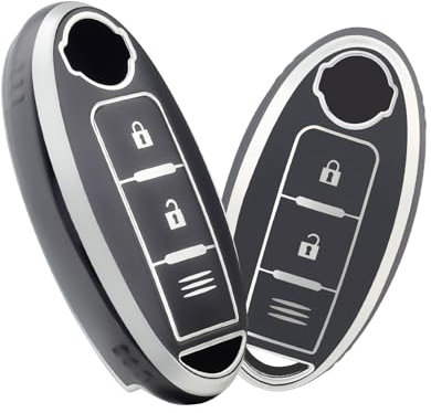 OFFCURVE Etui a Cle Voiture Coque Clé, Étui à Clés Couvre Clef Cache Clef Apte à Nissan X-Trail T31/T32 Qashqai J10/J11 Juke Micra March Note Pulsar Cube Leaf Roadster Infiniti FX35/Q50