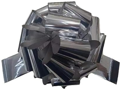 Pandiui23 XXL Geschenkschleife | Ø 40 cm | Riesige Geschenkschleife für Autos, Fahrräder und Haushaltsgeräte | Selbstmontage & Wiederverwendbar | Große Geschenkschleife (Silber, 40cm)