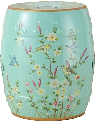 Osmanische Hocker Fußhocker Osmanische Fußstütze Ankleidehocker Chinesischer Stil Wechselschuhe Bank Kleiner Hocker Handbemalte Blumen Und Keramik Trommelhocker Antike Bänke (26 * 38 cm)/#4/