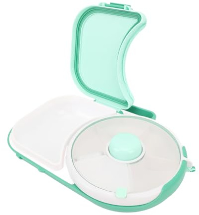 Goshyda Drehbarer Snackbehälter, Drehbare Snackbox mit Deckel, Wiederverwendbarer Snackbehälter mit 5-Fach-Spender, Versiegeltes Obsttablett, Feuchtigkeitsbeständig, Drehbarer (GREEN)